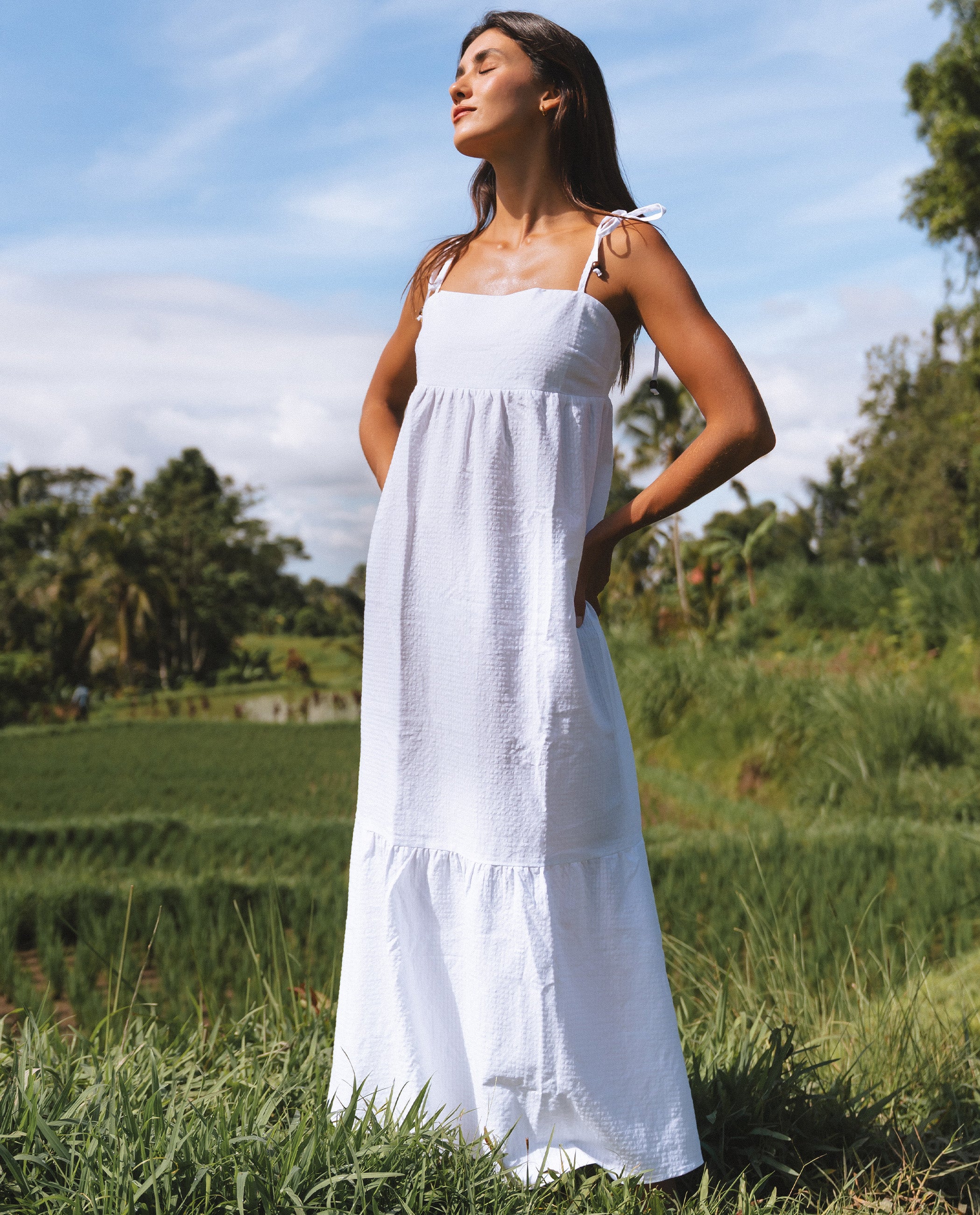 Long White Strappy Dress