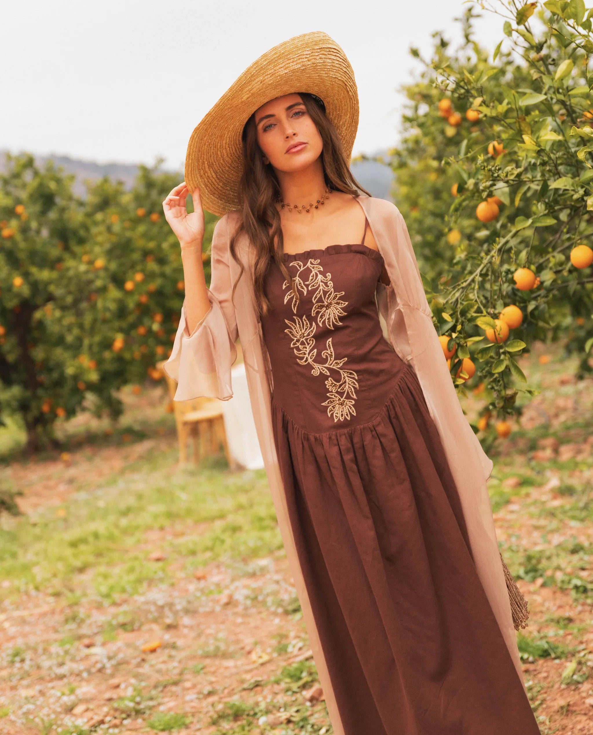 brown dress online A Line Maxi Dress Brown