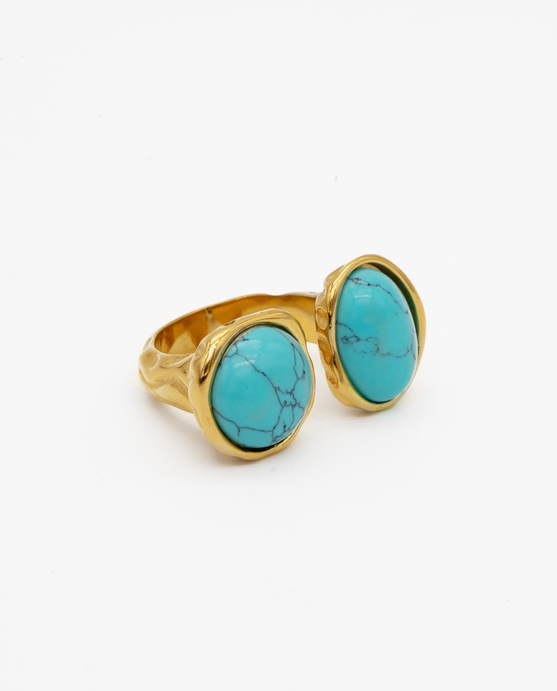 RING DUO TURQUOISE - GOLD PLATED STEEL