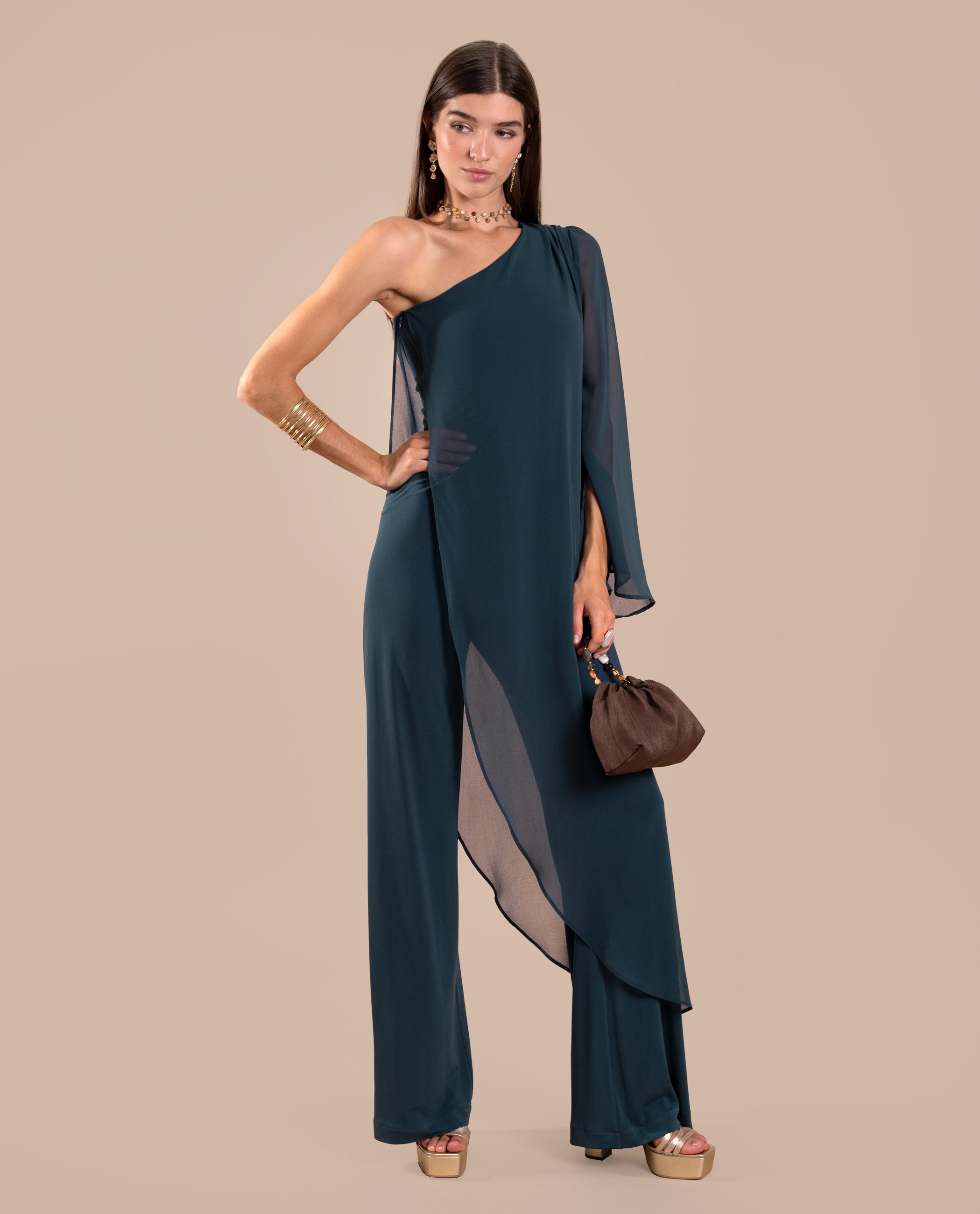 Gasa Azul Mono Azul Ropa Mono De Fiesta Con Capa De Gasa