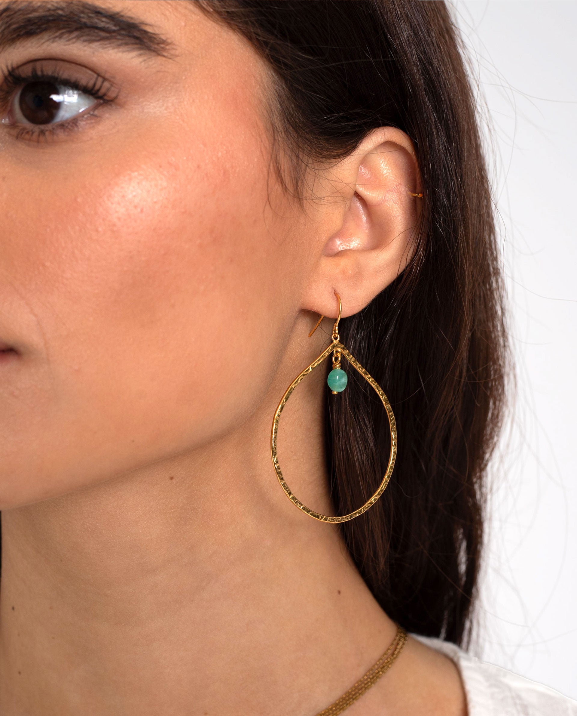 EARRINGS TEAR TURQUOISE - GOLD PLATED