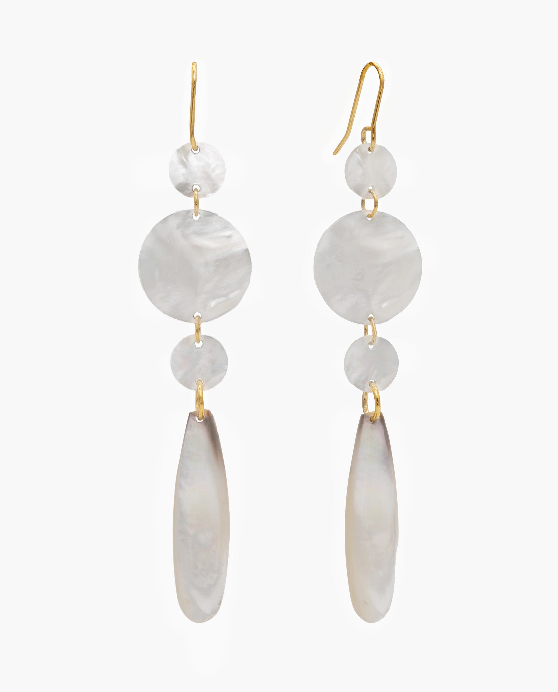 MOTHER-OF-PEARL SHAPES EARRINGS - GOLD PLATED