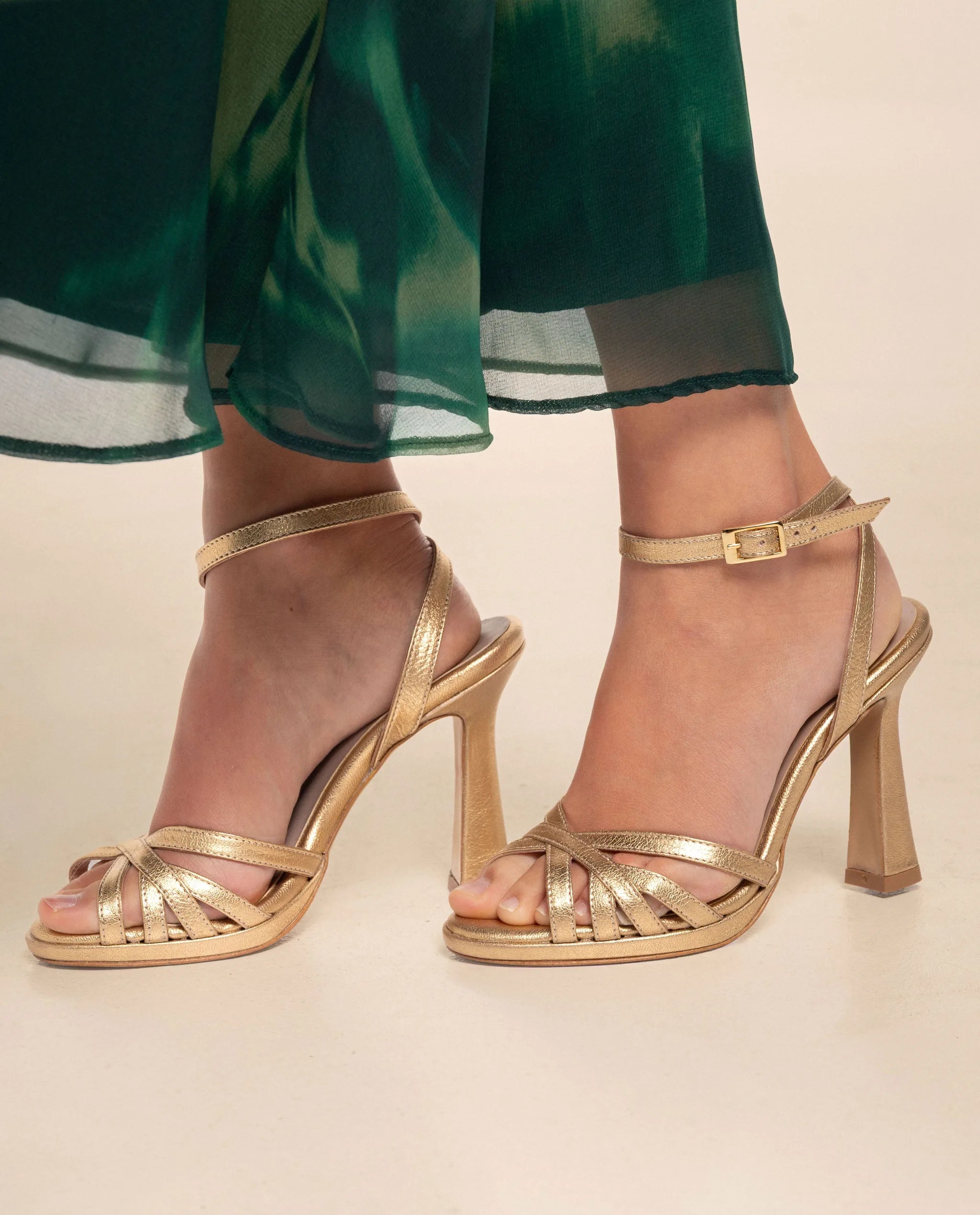 dress sandals gold The Block Heel Dress Sandal in Gold