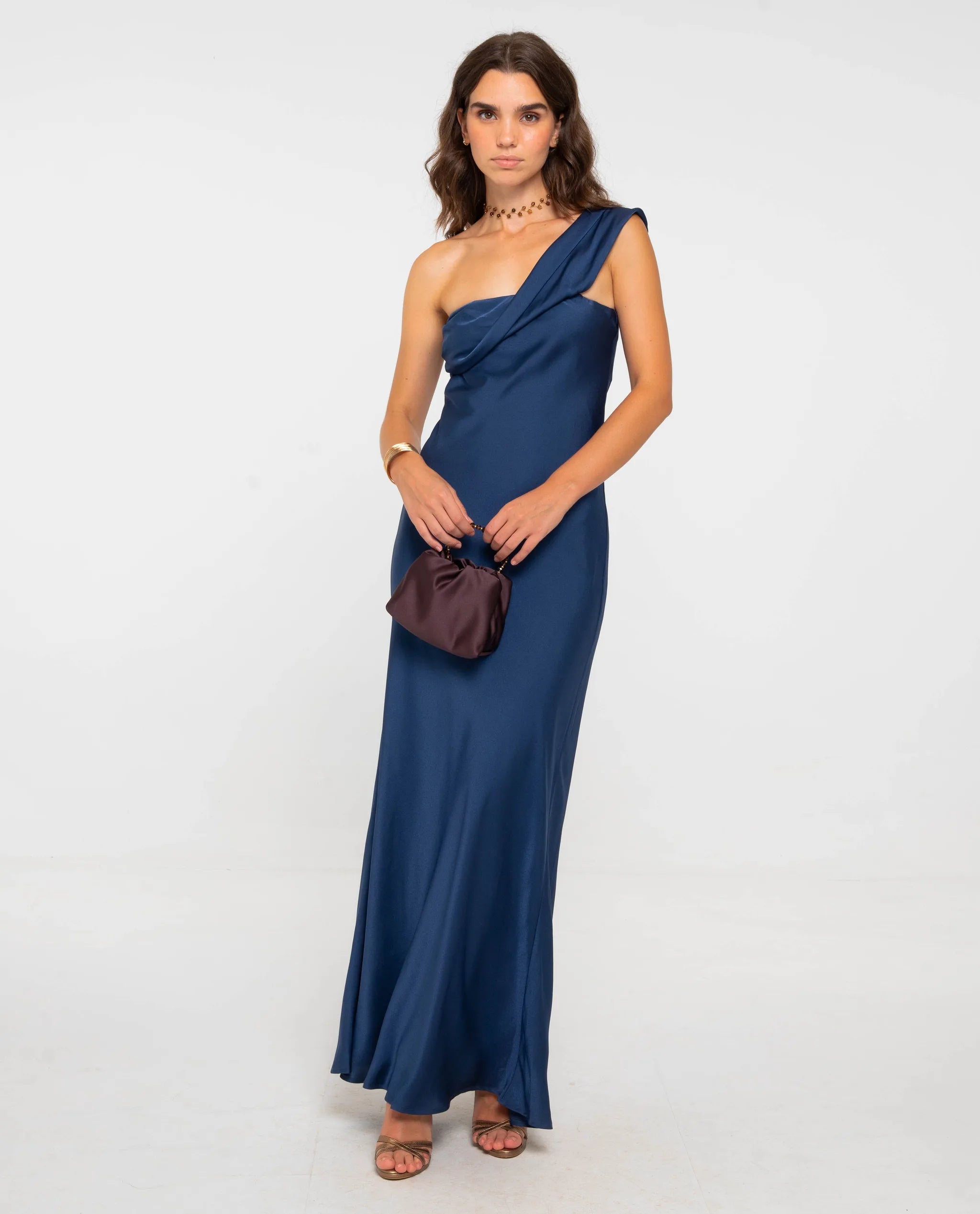 Asymmetrical Navy Blue Maxi Dress