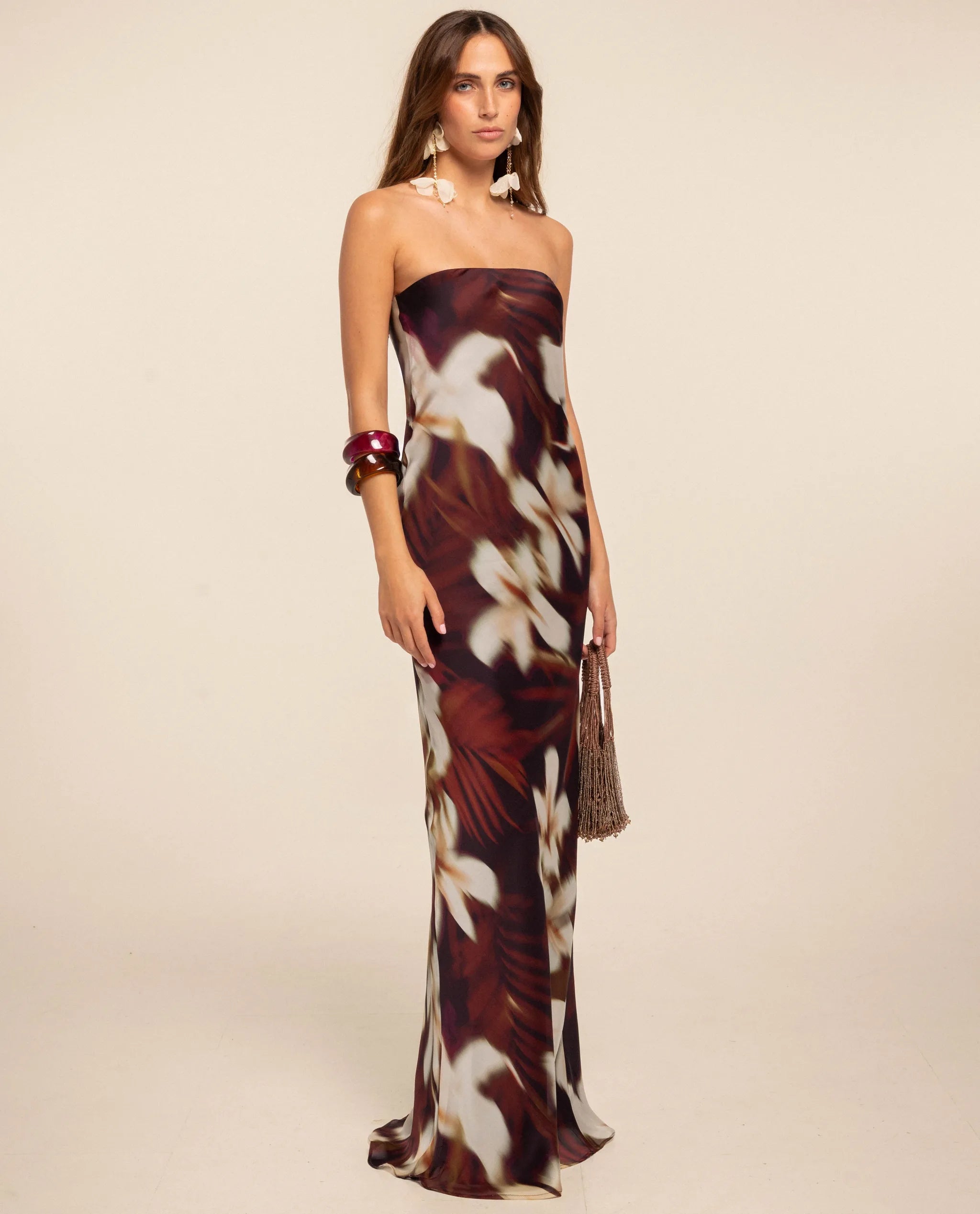Floral Print Strapless Dress