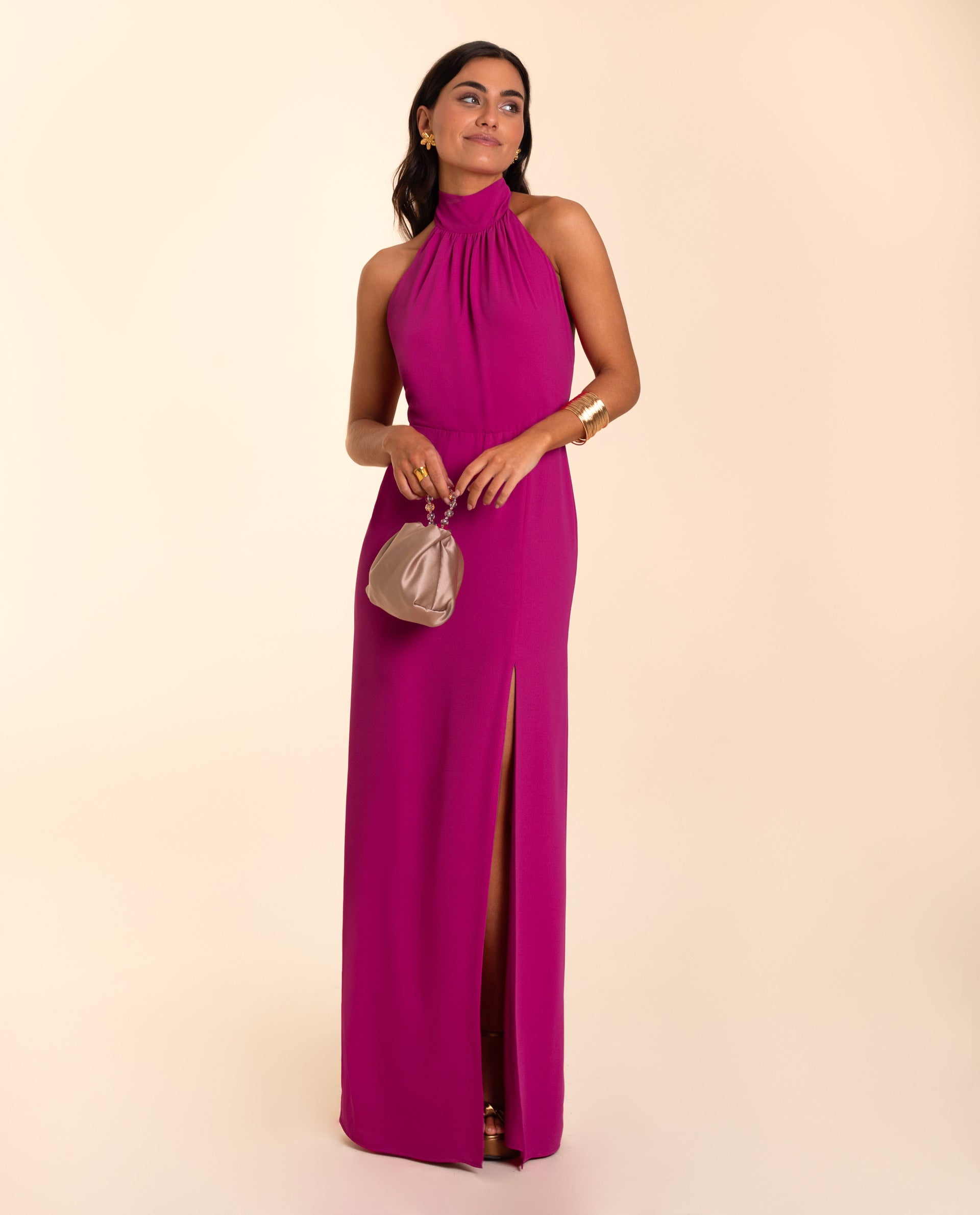 Elegant Fuchsia Maxi Dress with Open Back | THE-ARE Guests Elegant Fuchsia Maxi Dress with Open Back | THE-ARE Guests