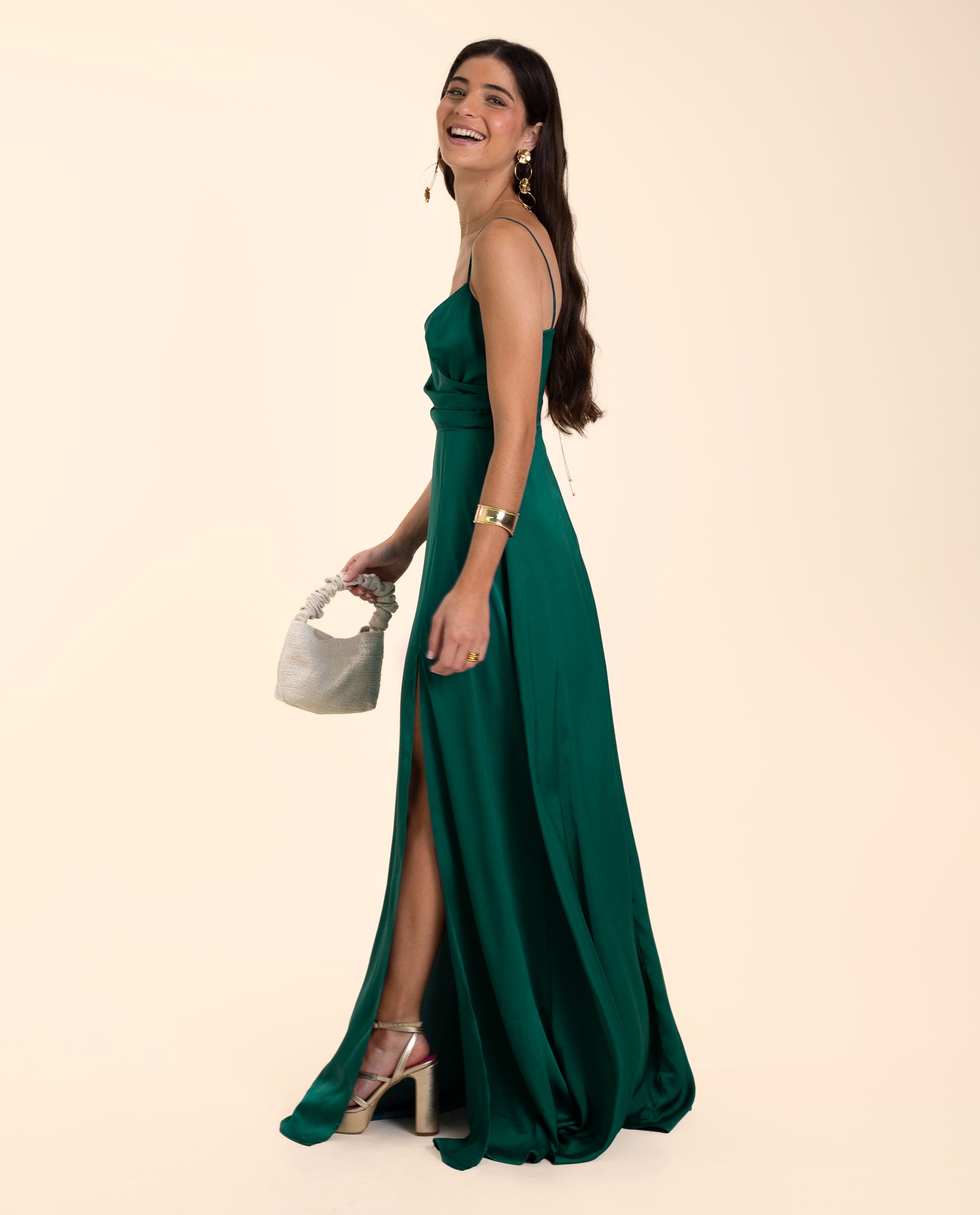 Vestido Largo Princesa Verde con Tirantes  | Graduaciones THE-ARE