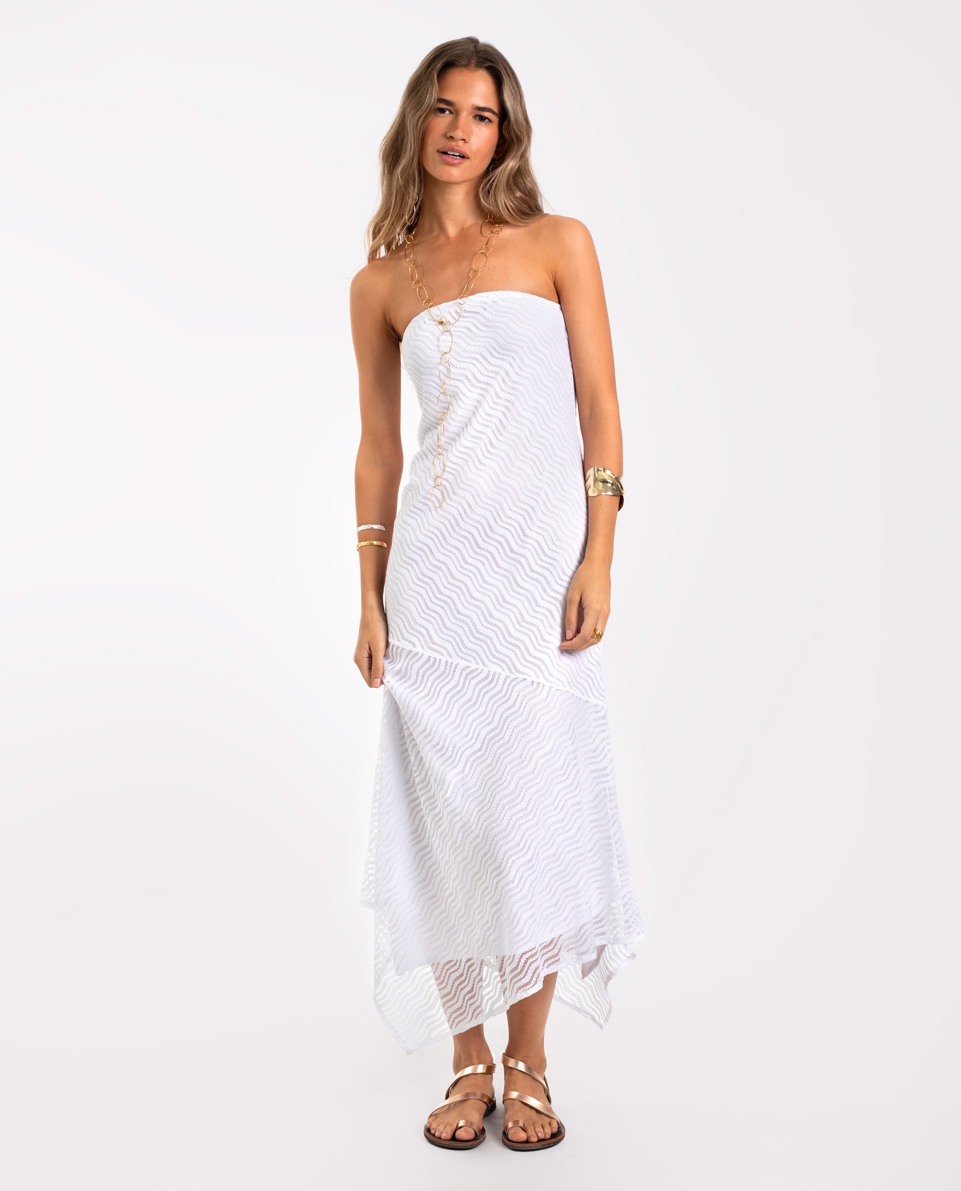 White Lace Strapless Dress