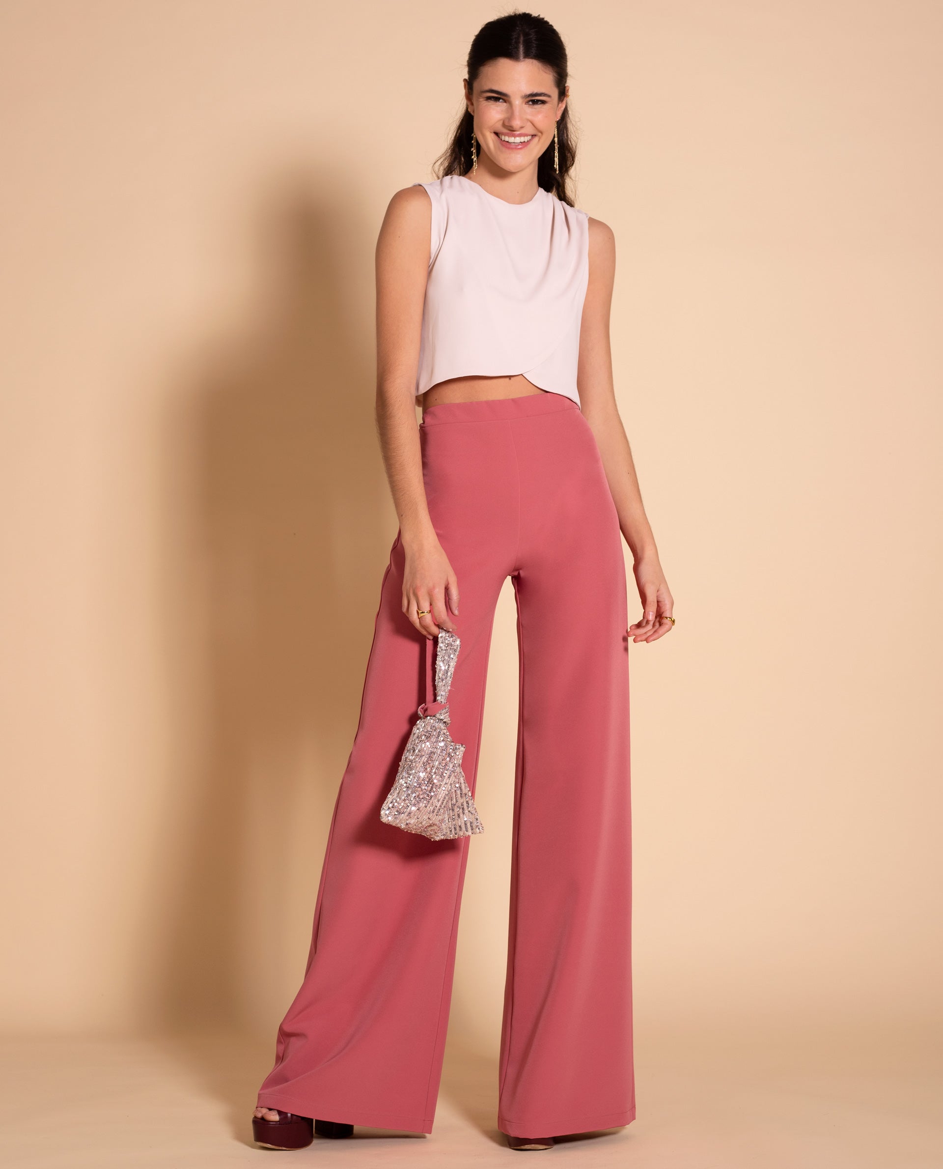 Palazzo Pants Pink Elegant Event Pants | THE-ARE