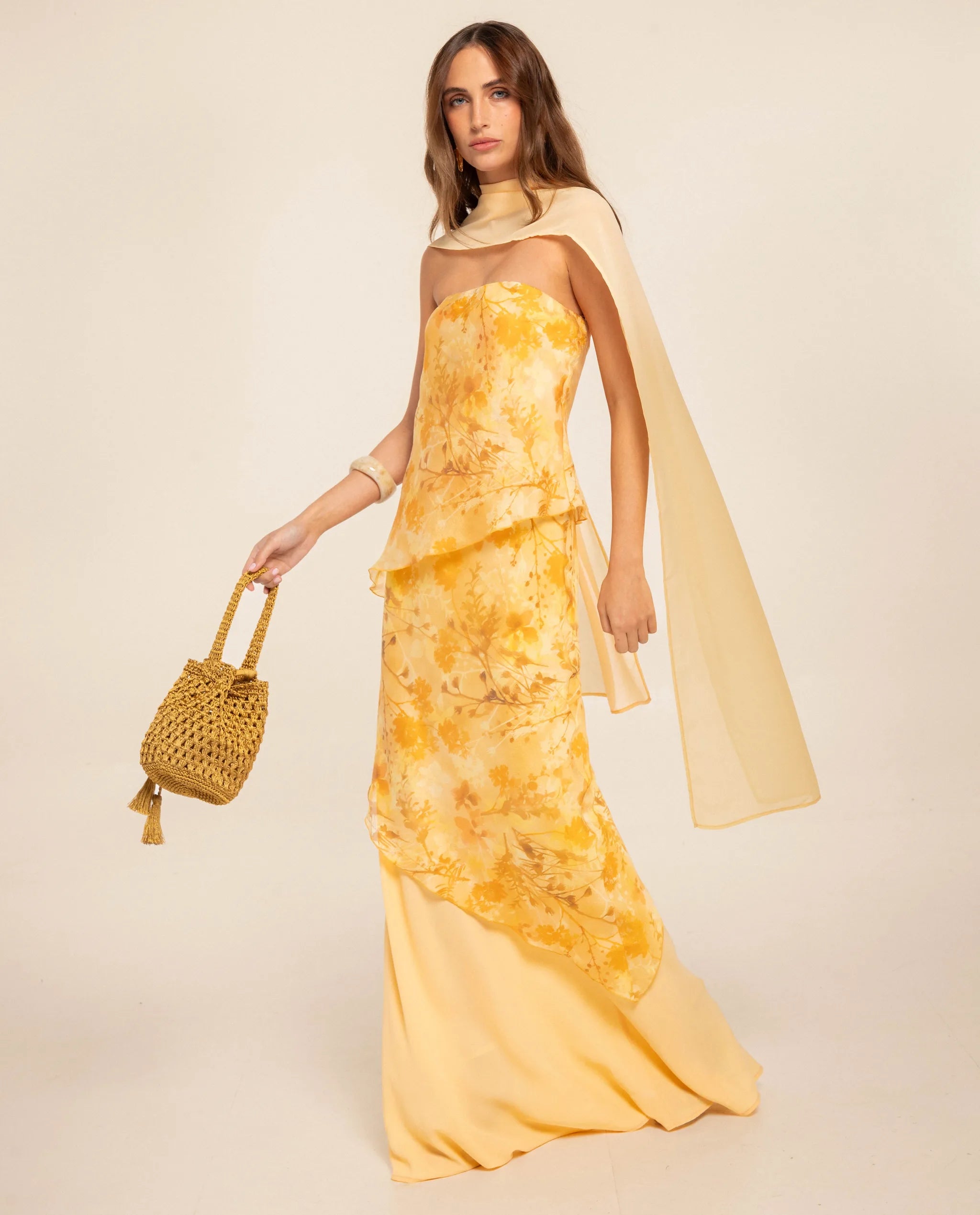 scarf dress wedding guest Yellow chiffon scarf, perfect accessory for a wedding guest