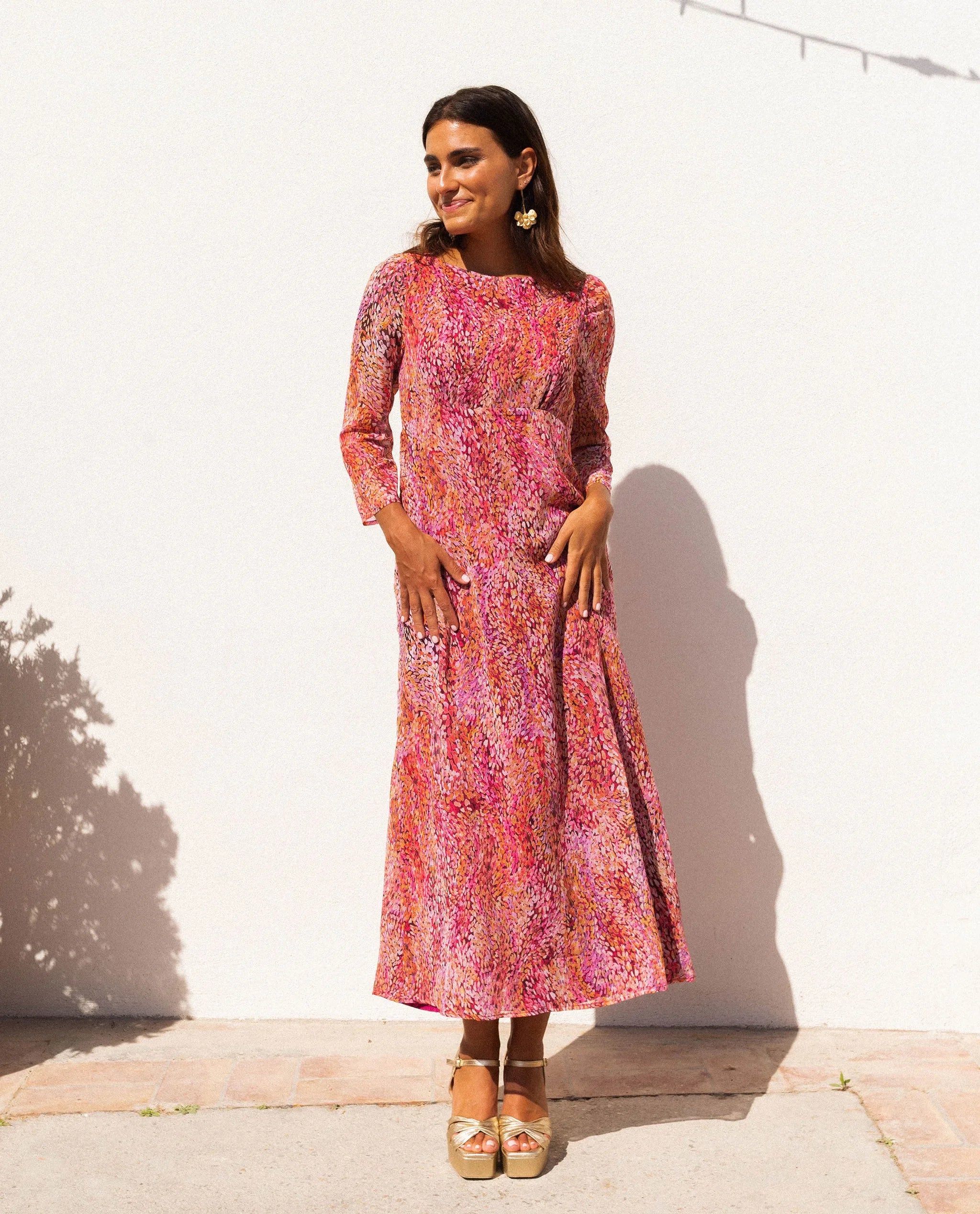 midi dress long sleeve wedding guest 34 Long-Sleeve Wedding Guest Dresses: Fame and Partners Shay Midi