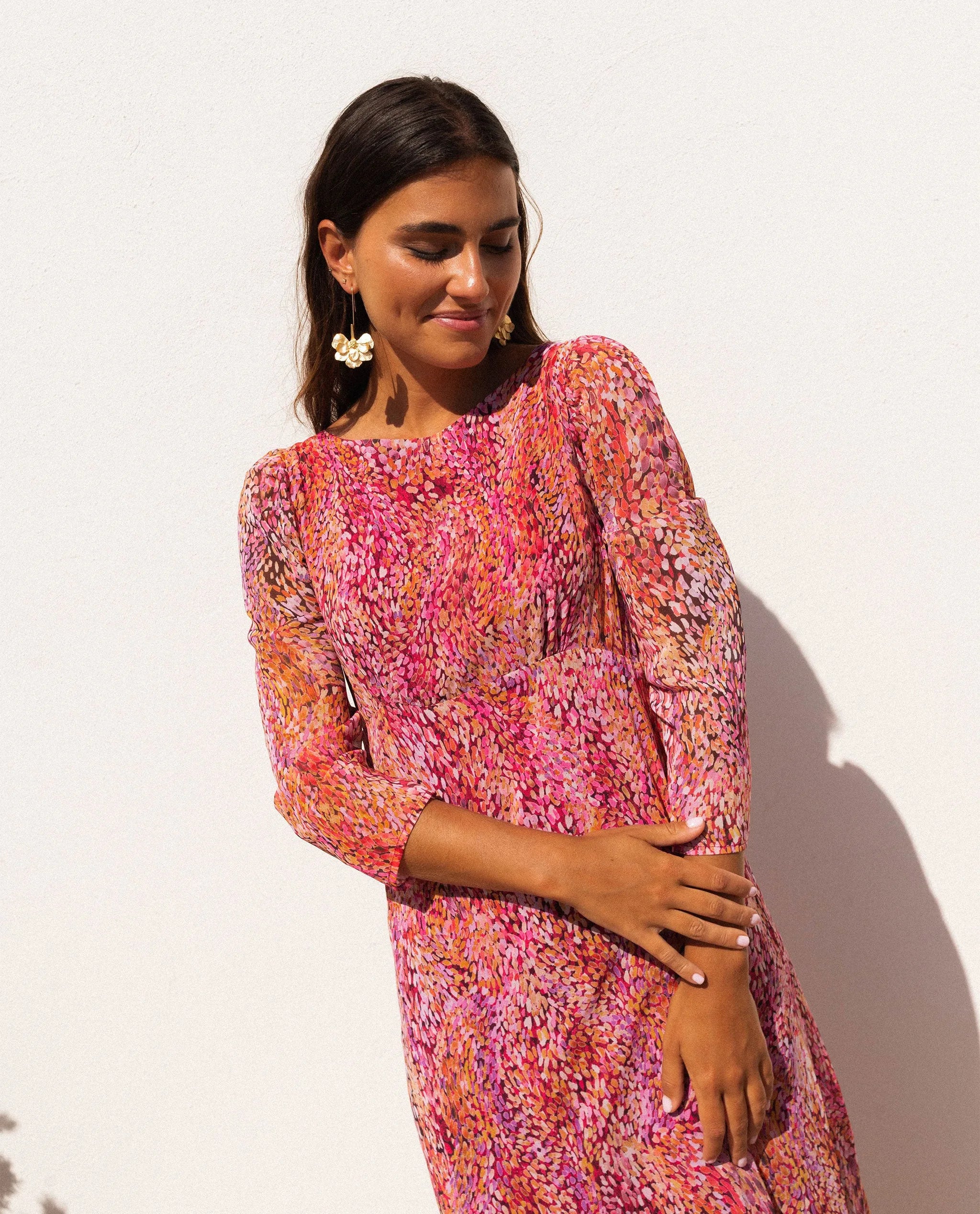 printed long sleeve dress Maple Lane Maxi Dress | Long Sleeve Tiered Maxi with Pockets Women's Clothing Boutique