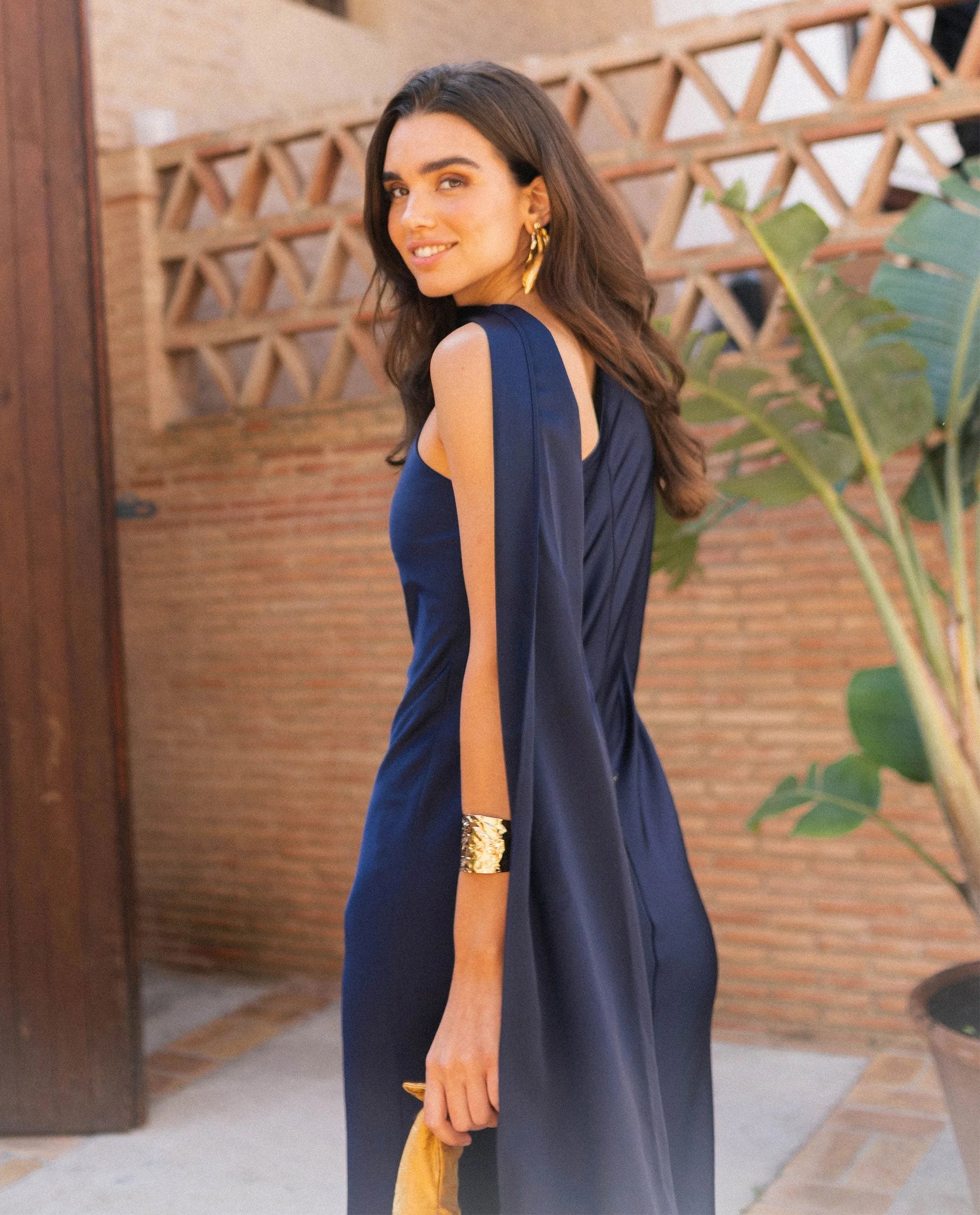 Asymmetrical Blue Midi Dress with Neck Tie | THE-ARE Guests Asymmetrical Blue Midi Dress with Neck Tie | THE-ARE Guests