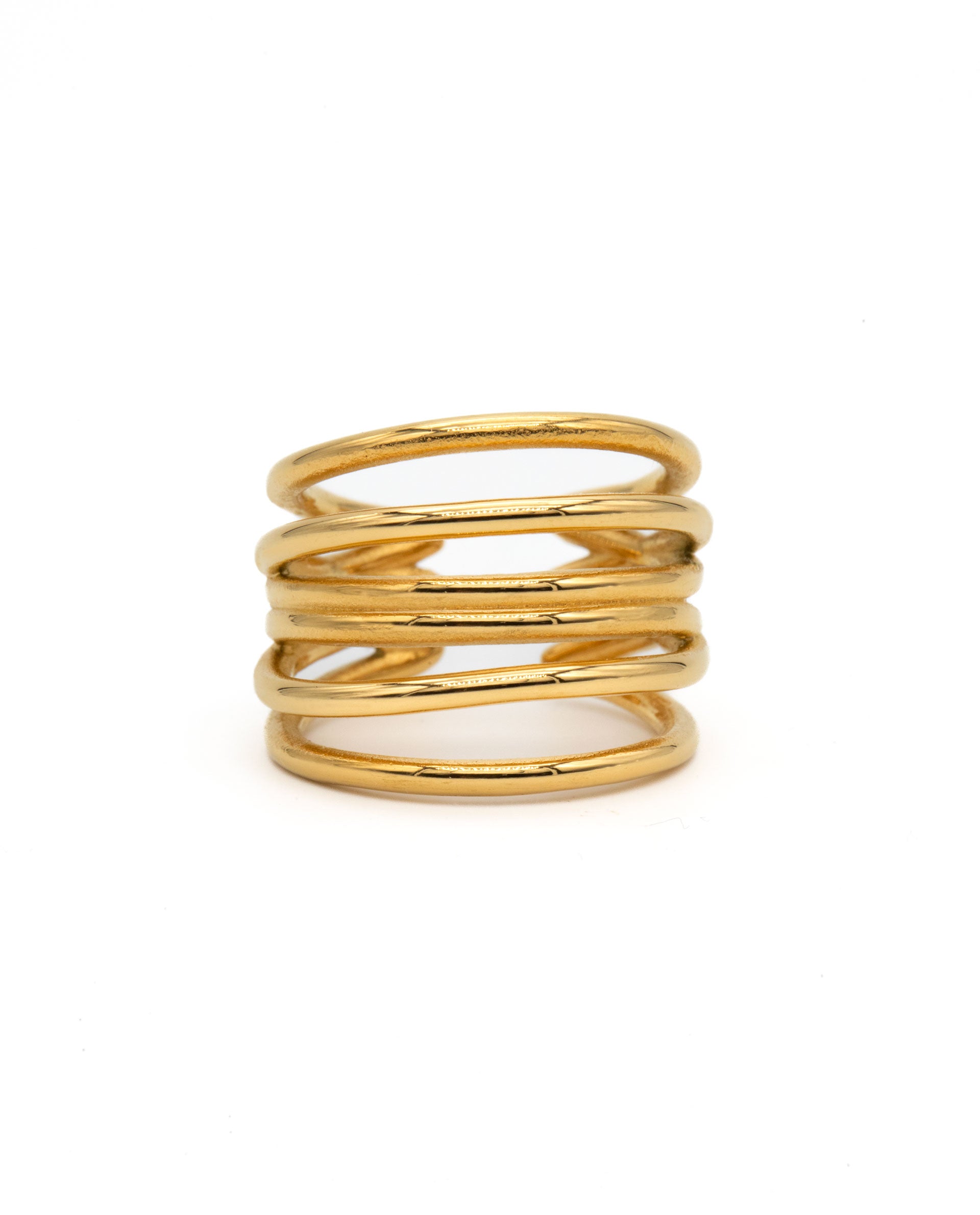 RING STRIPES - STEEL GOLD PLATED