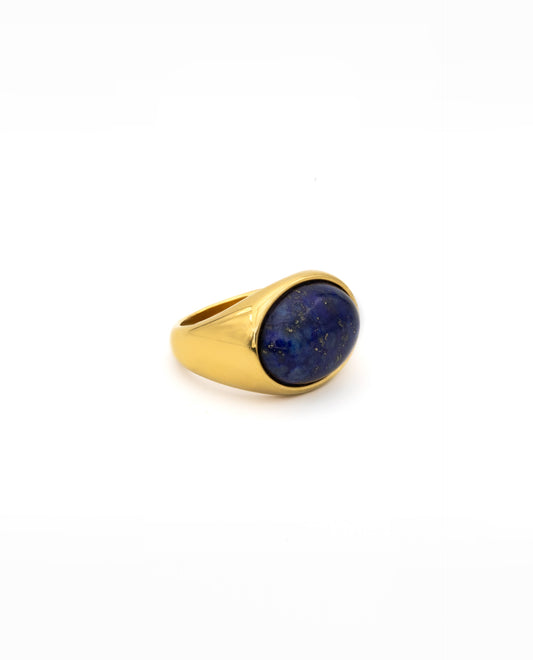 LUCKY BLUE RING - STEEL GOLD PLATED