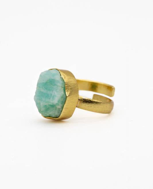 RING HOPE AMAZONITE - GOLD PLATED