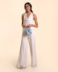 Blusa Beige Elegante Escote Halter Drapeado | Invitadas THE-ARE
