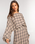 BLUSA HER TURN · QUADRI BEIGE