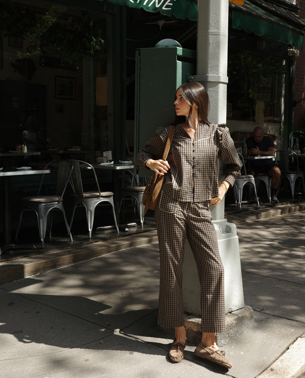 BLUSA FIRST COFFEE · CUADROS