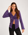BLUSA I NEVER… | Blusa Morada Escote Mariposa | Ropa Fiesta Mujer THE-ARE