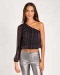 BLUSA GETTIN READY | Blusa Negra Asimétrica Estampado | Fiesta Mujer THE-ARE