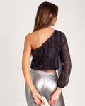 BLUSA GETTIN READY | Blusa Negra Asimétrica Estampado | Fiesta Mujer THE-ARE