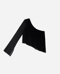 BLUSA MEET US THERE | Blusa Negra Asimétrica con Vuelo | Fiesta Mujer THE-ARE