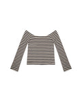 Camiseta Rayas de Manga Larga y Escote Bardot | THE-ARE