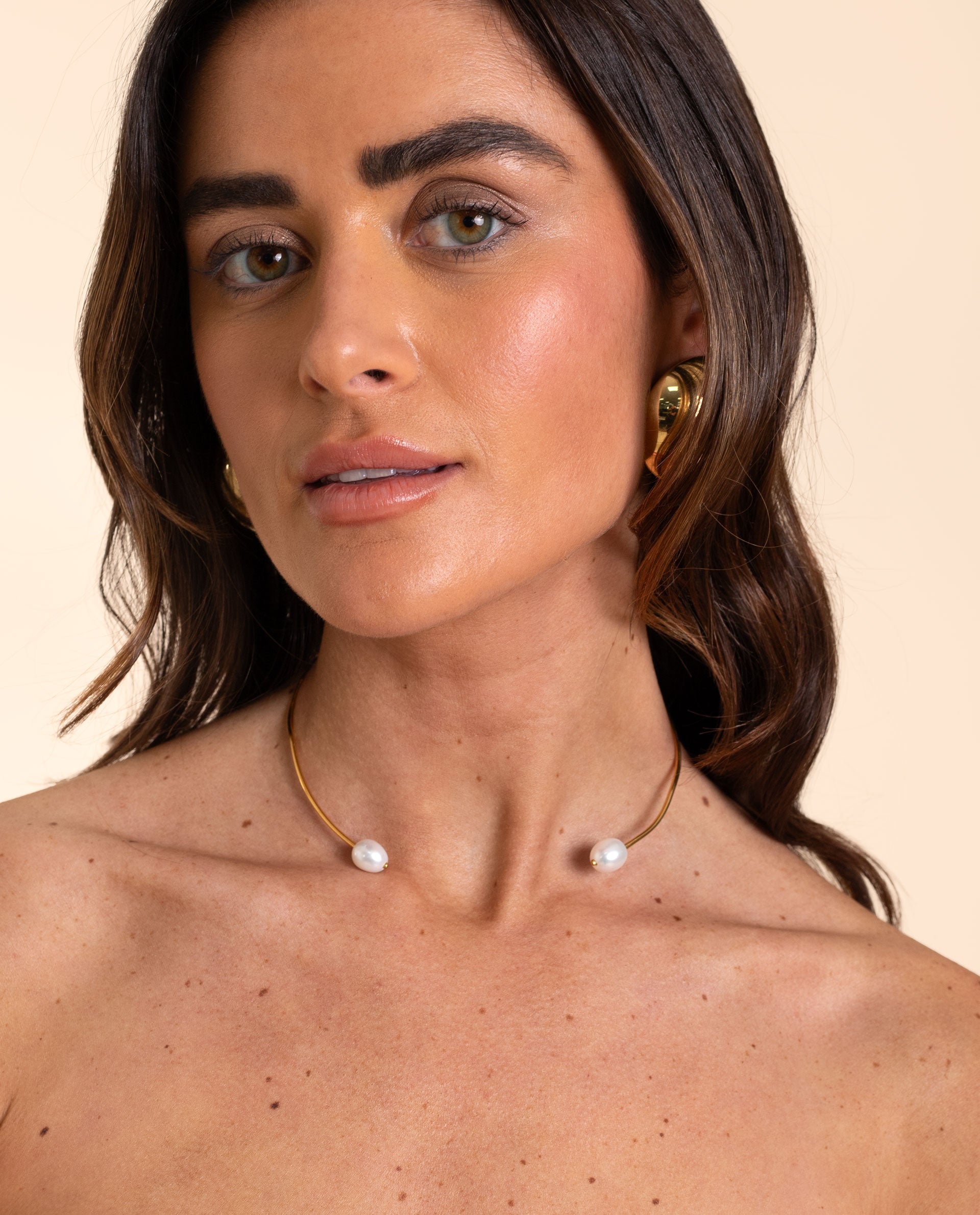 CHOKER DUO PEARLS - GOLD PLATED