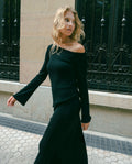 Falda Negra Larga de Punto | THE-ARE