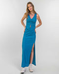 SEA SOUL SKIRT | Blue Elastic Long Skirt with Slit | Summer Collection THE-ARE