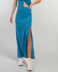 SEA SOUL SKIRT | Blue Elastic Long Skirt with Slit | Summer Collection THE-ARE