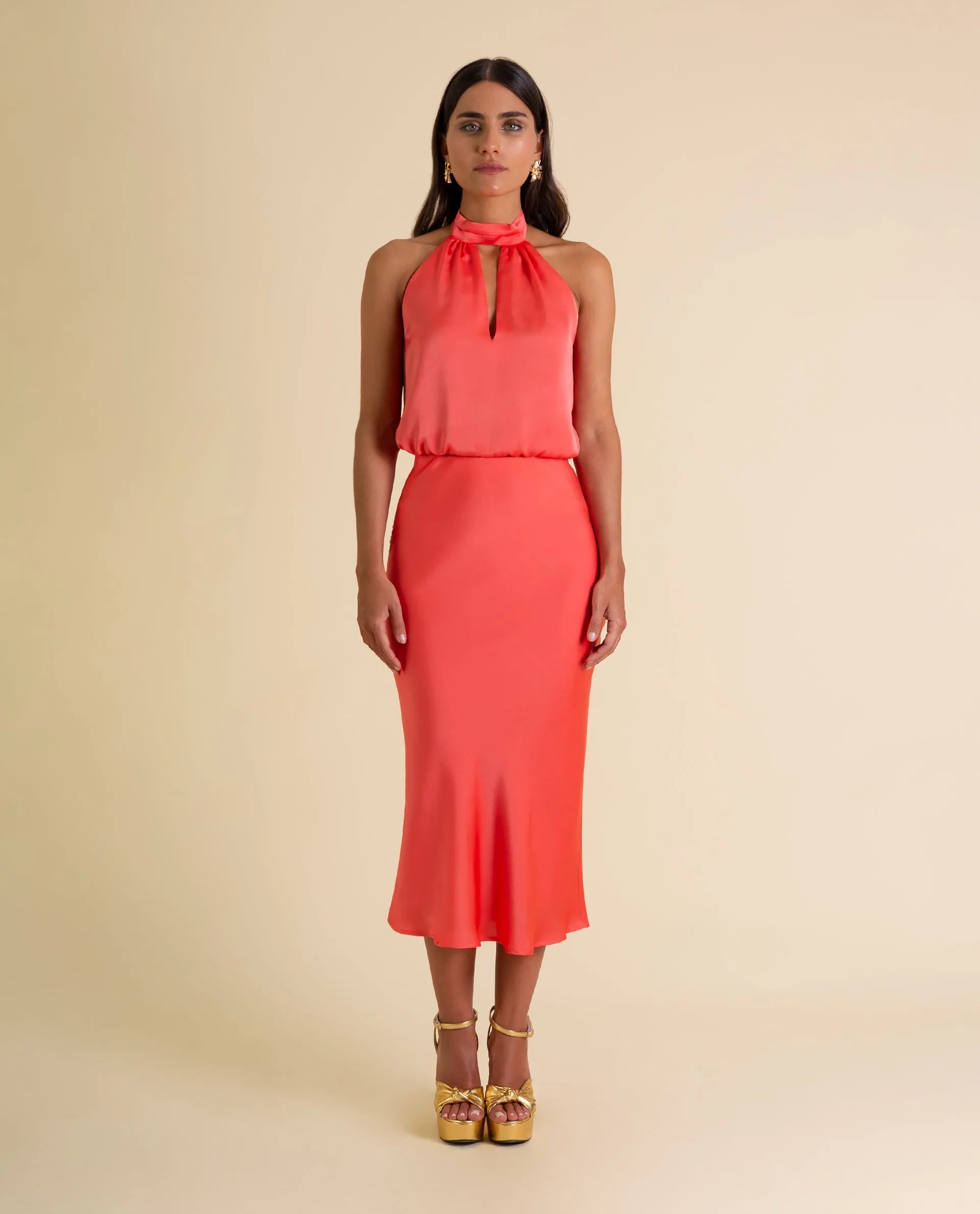 pencil skirt bridesmaid dress Rhinestone Bow Trimmed Peek-a-Boo Deep-V Maxi Dress with Pencil Skirt