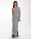 FALDA FREE SPIRIT | Falda Midi de Punto Gris Elástica | Colección Primavera THE-ARE