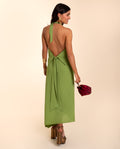 FALDA ZÚJAR | Falda Midi Verde con Drapeado | Invitadas THE-ARE