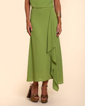 FALDA ZÚJAR | Falda Midi Verde con Drapeado | Invitadas THE-ARE