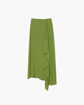 FALDA ZÚJAR | Falda Midi Verde con Drapeado | Invitadas THE-ARE