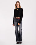Jersey Negro Calado de Mujer | THE-ARE