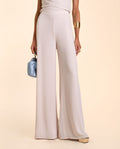 Pantalón Largo de Mujer Beige Elegante Ancho | Invitadas THE-ARE