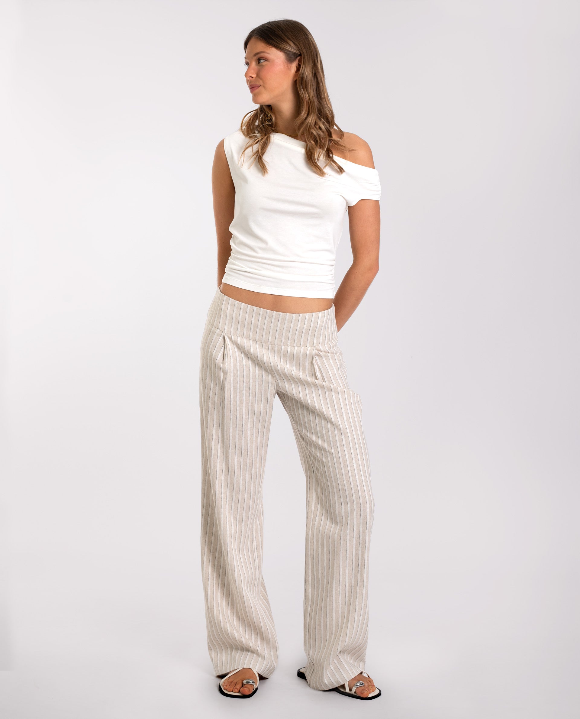 SINTRA PANTS - WHITE AND BEIGE
