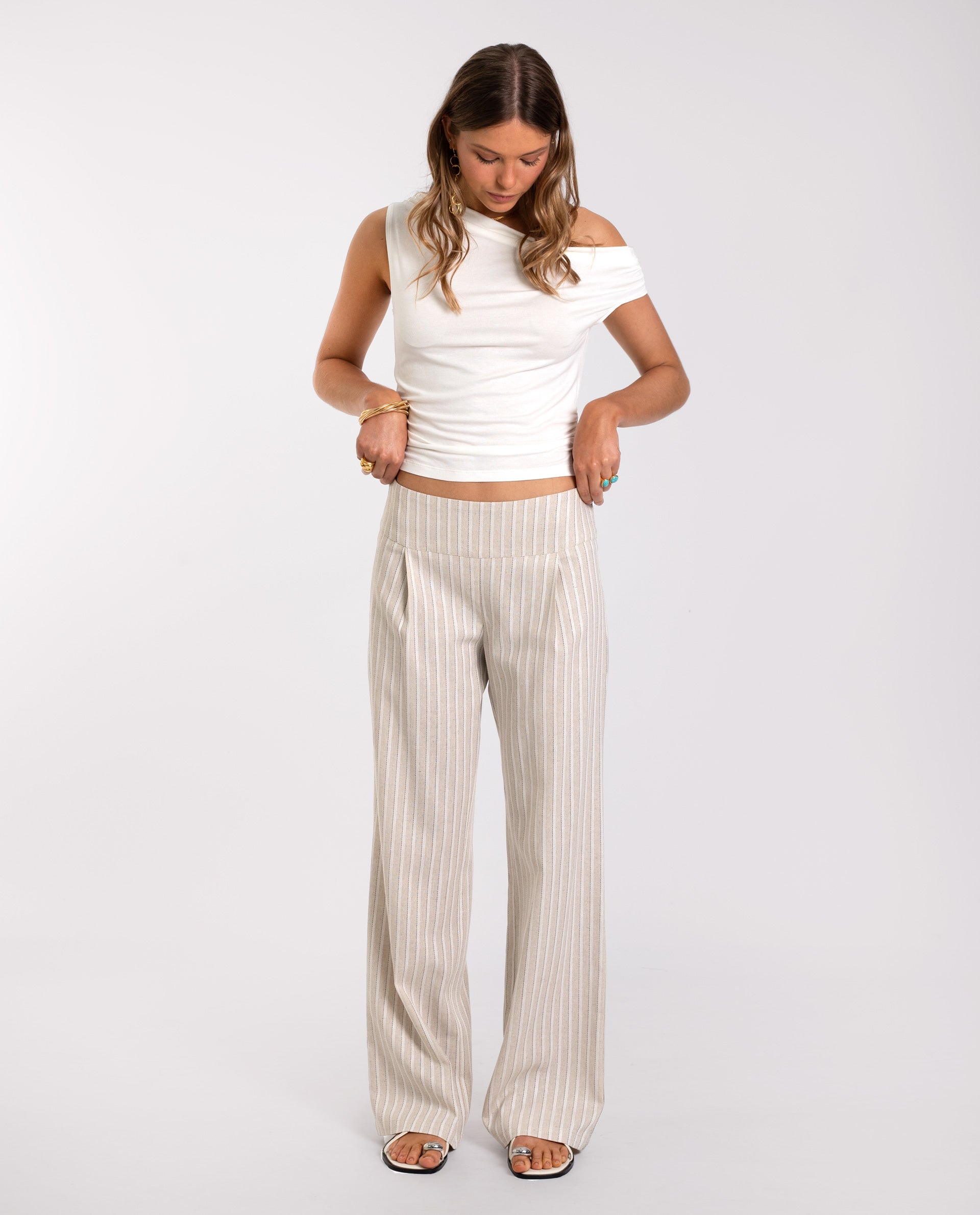 SINTRA PANTS - WHITE AND BEIGE