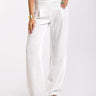 Pantalón Blanco de Lino Fluido para Mujer | THE-ARE