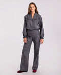 Pantalón Mujer Recto de Cuadros Azul | THE-ARE