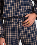 Pantalón Mujer Recto de Cuadros Azul | THE-ARE