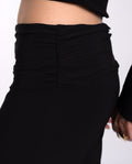 Pantalón Negro Mujer Cintura Drapeada | THE-ARE