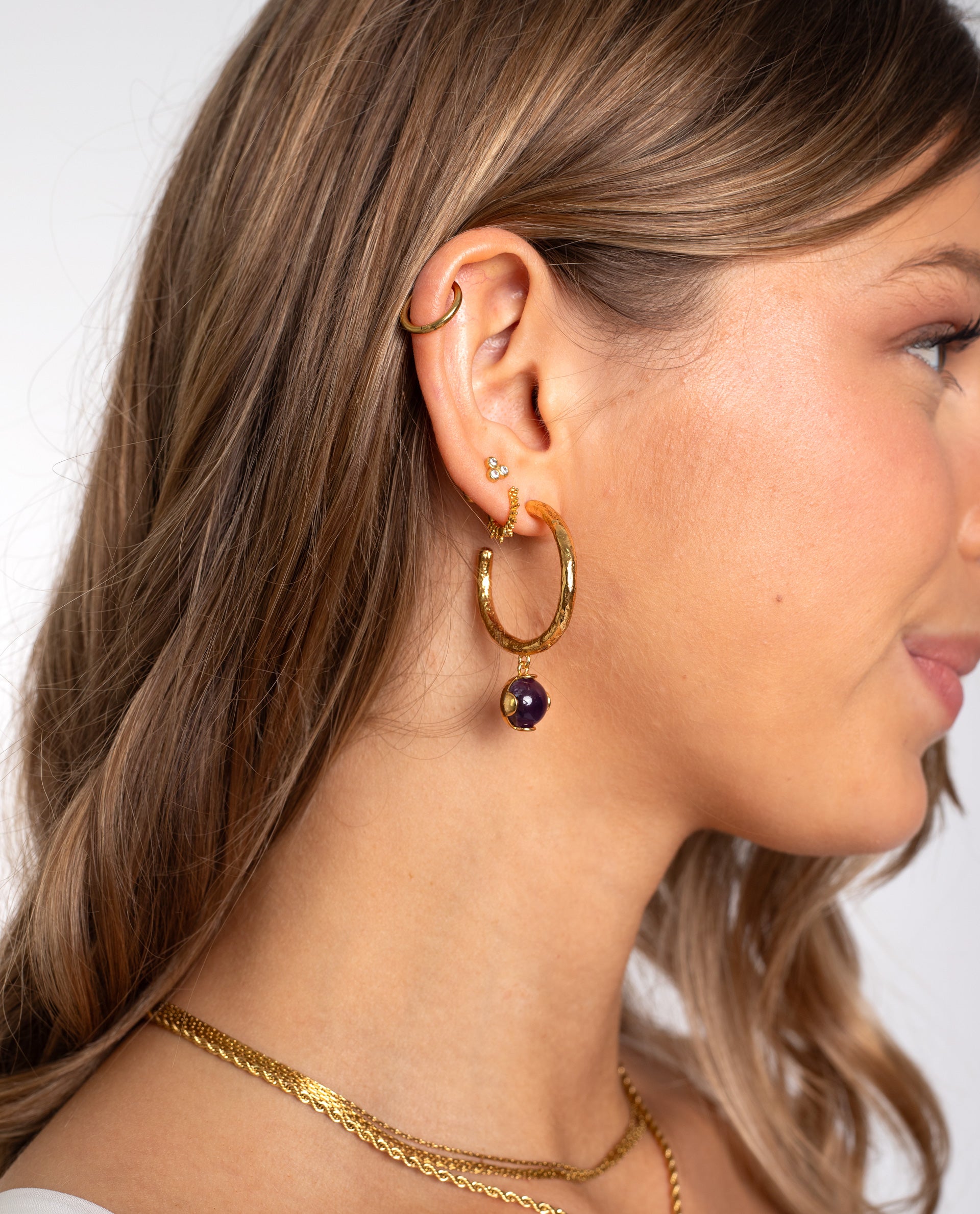 HOOPS REMEDY AMETHYST - GOLD PLATED