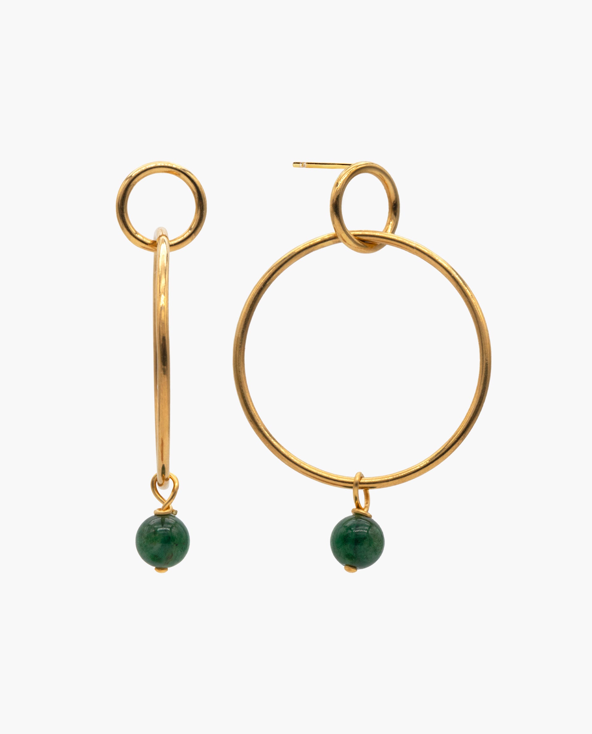 WISH GREEN AGATE EARRINGS - GOLD PLATED