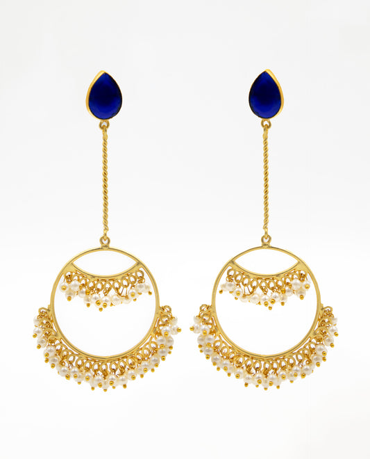 GOLDSTONE EARRINGS - GOLD AND BLUE