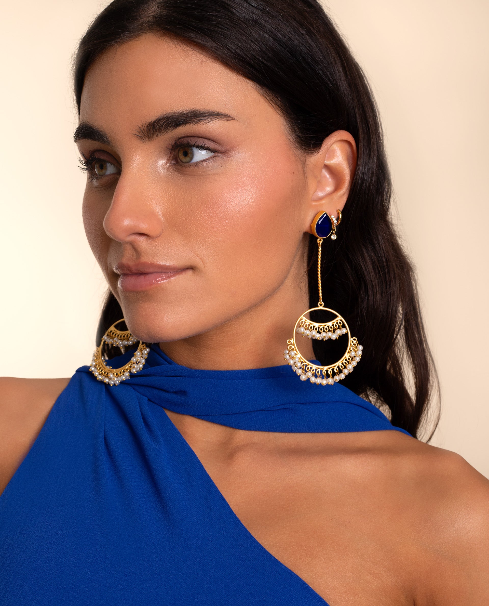 GOLDSTONE EARRINGS - GOLD AND BLUE