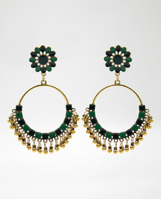HERITAGE EARRINGS - GOLD AND GREEN